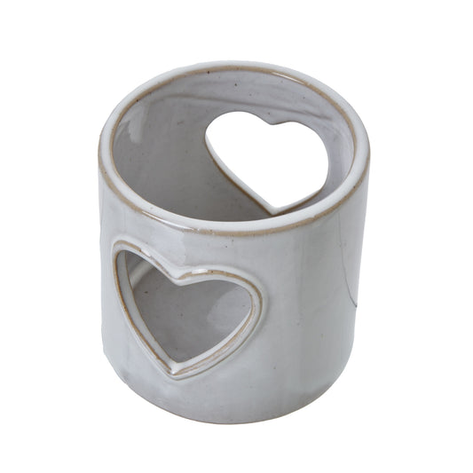 White Ceramic Heart Cut-Out Tealight Holder - Christmas Candles & Candle Accessories