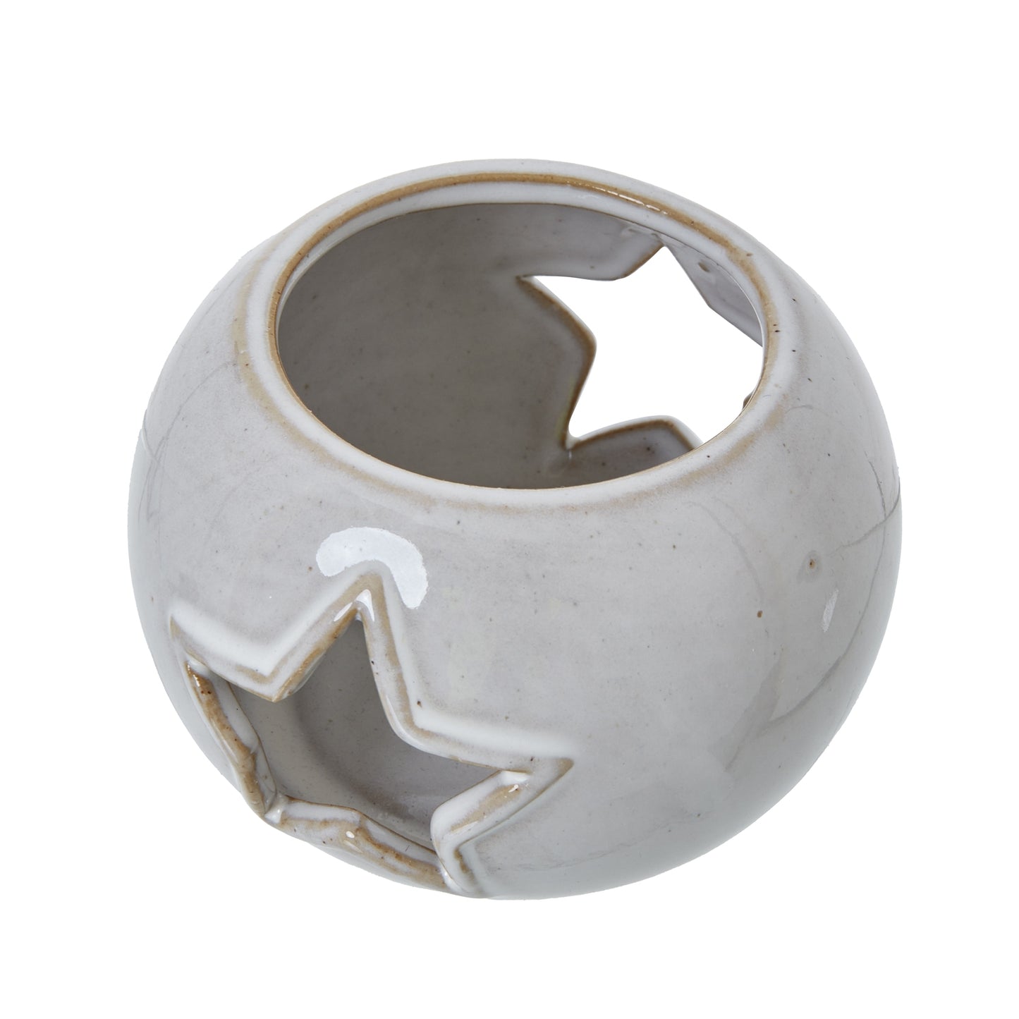 White Ceramic Star Cut-Out Round Tealight Holder - Christmas Candles & Candle Accessories
