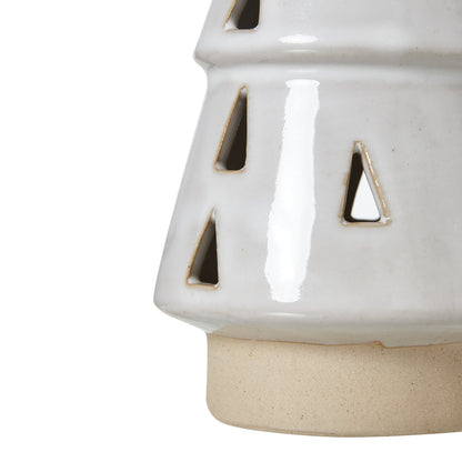 Medium White Ceramic Cut-Out Tree With LED Lights - Christmas Room Decorations