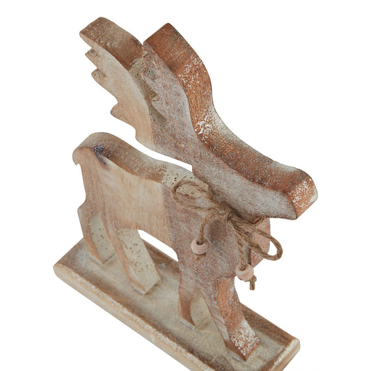 White Wash Collection Wooden Sparkle Stag Decoration - Christmas Room Decorations