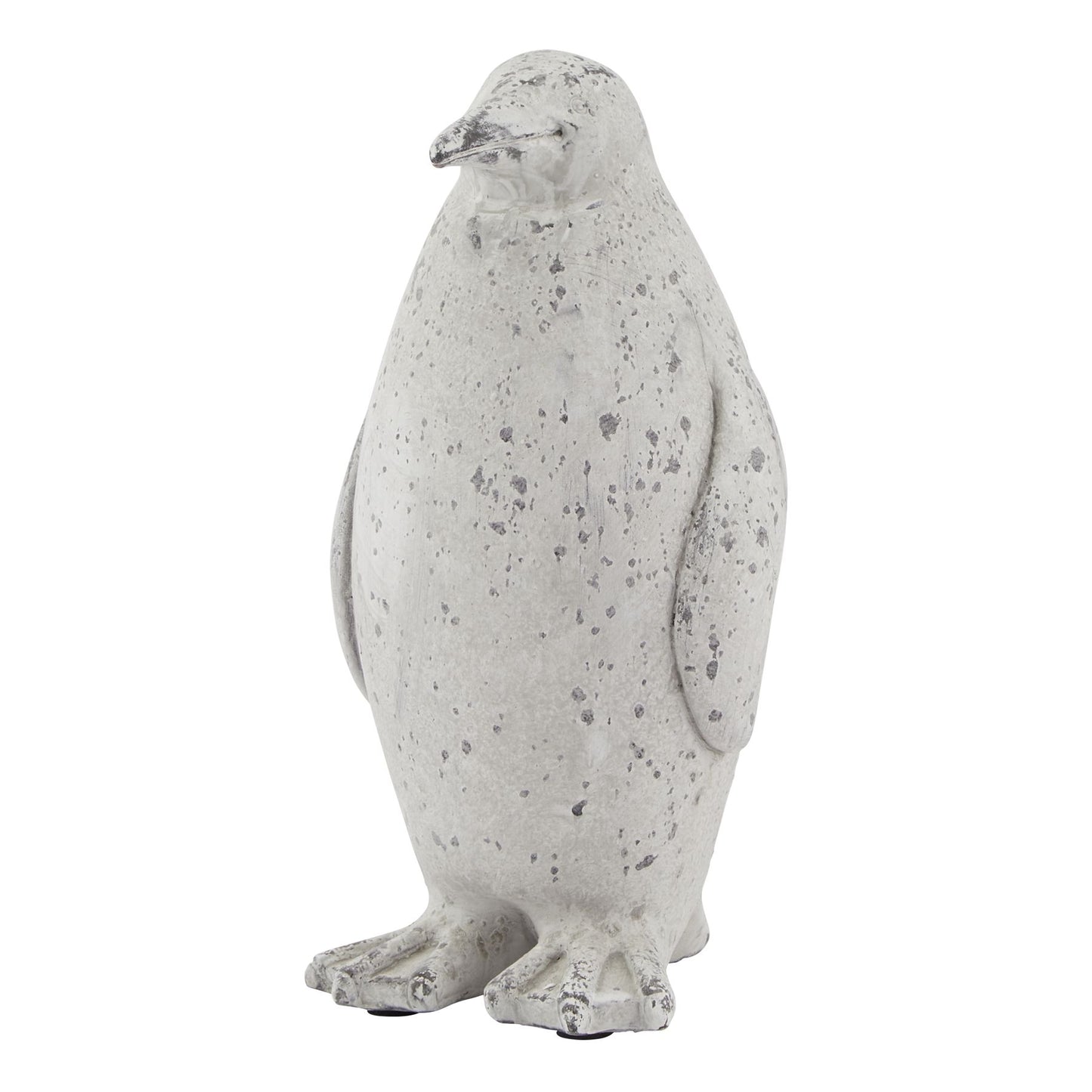 Medium Grey Stone Effect Penguin Statue, decorative grey speckled penguin figurine, animal ornament for home decor UK