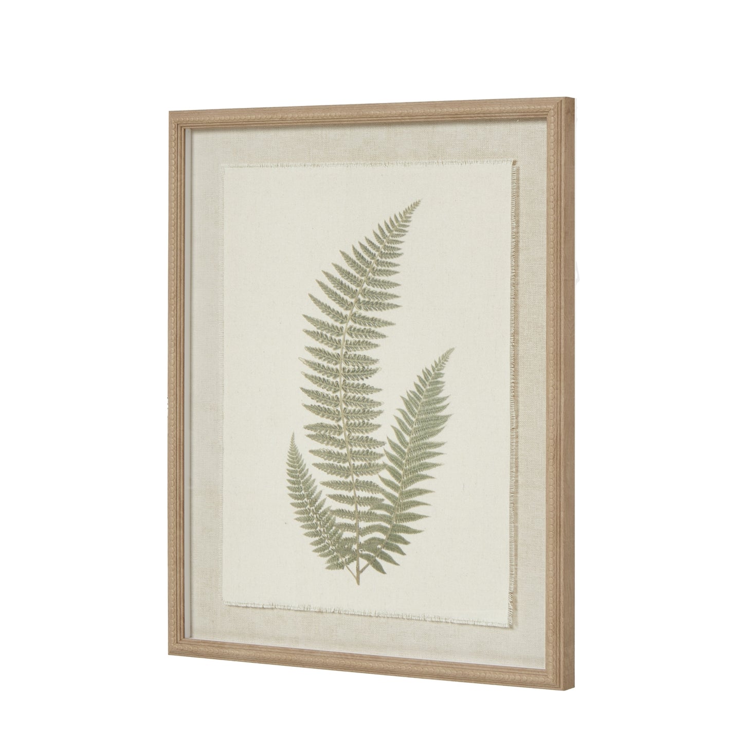 Fern Art On Texture-Torn Paper With Beaded Frame - Printed Art