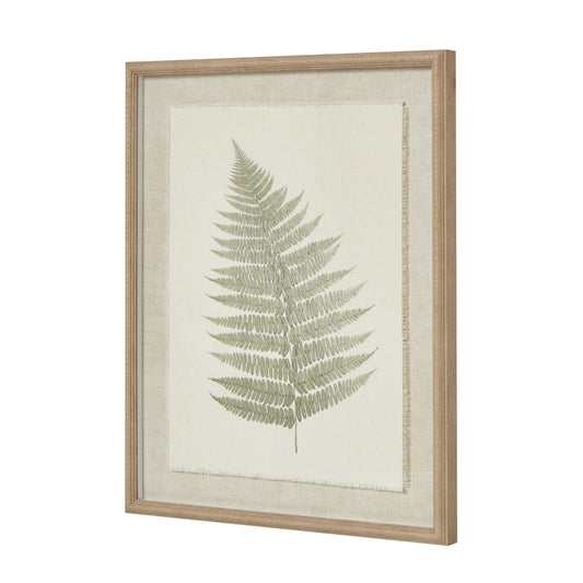 Bracken Art On Texture-Torn Paper With Beaded Frame - Printed Art