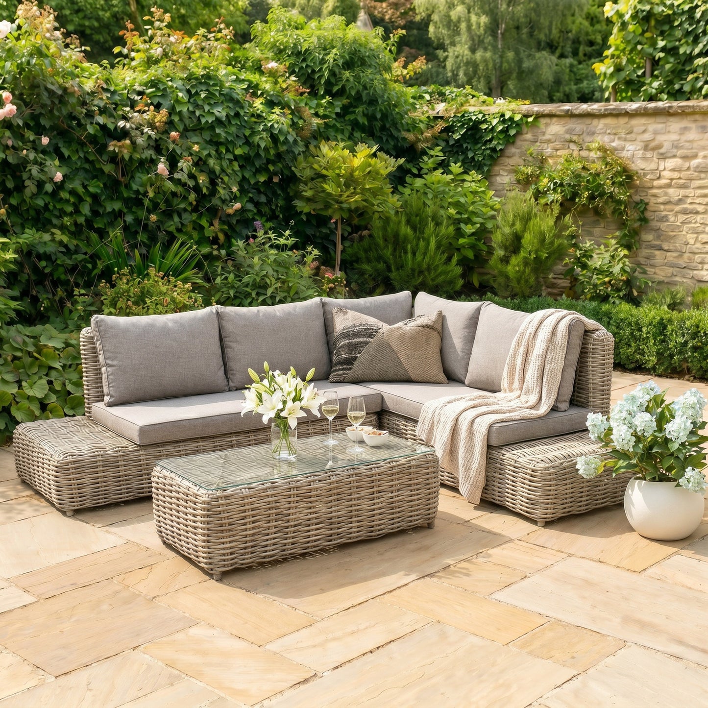 Amalfi Collection Outdoor Large Corner seating sofa with coffee table Set