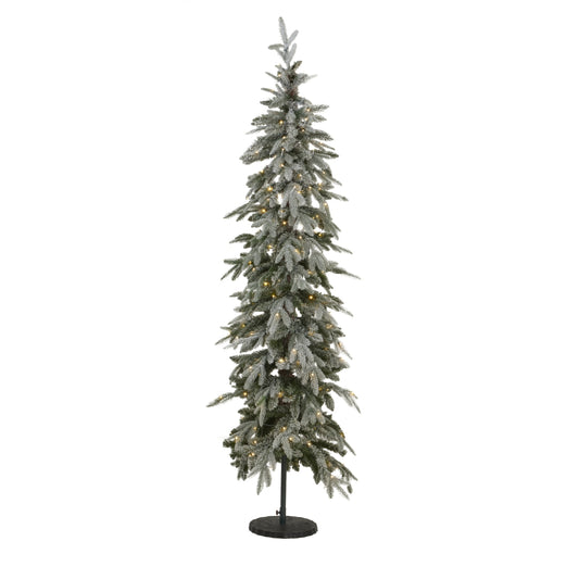 Slim Snowy Woodland Pre-Lit 200 Led Christmas Tree - Christmas