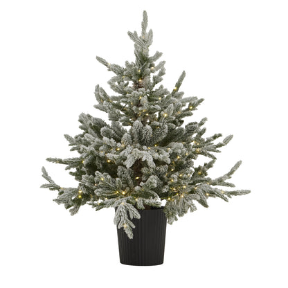 Snowy Forest Fir Pre-Lit Led 300L Christmas Tree In Pot - Christmas