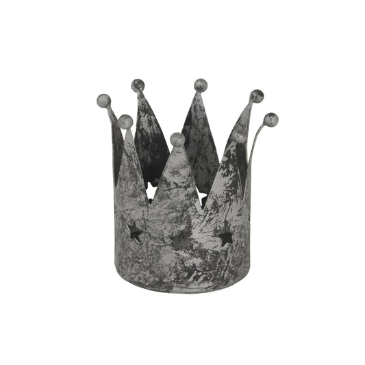 Antique Silver Crown Tealight Holder