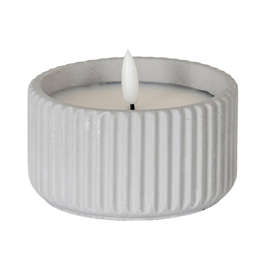 Luxe Collection Natural Glow Chalk Ribbed Small Led Candle