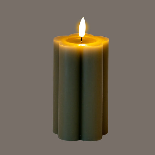 Luxe Collection Natural Glow 2.75x5 Grey Pillar LED Candle - LED