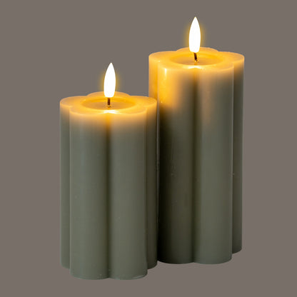 Luxe Collection Natural Glow 2.75x5 Grey Pillar LED Candle - LED