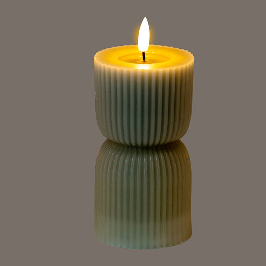 Luxe Collection Natural Glow 2.75x6 Grey Carved LED Candle - LED
