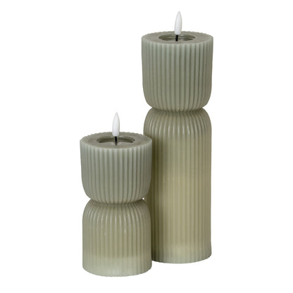 Luxe Collection Natural Glow 2.75x6 Grey Carved LED Candle - LED