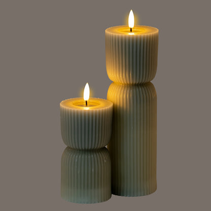 Luxe Collection Natural Glow 2.75x6 Grey Carved LED Candle - LED