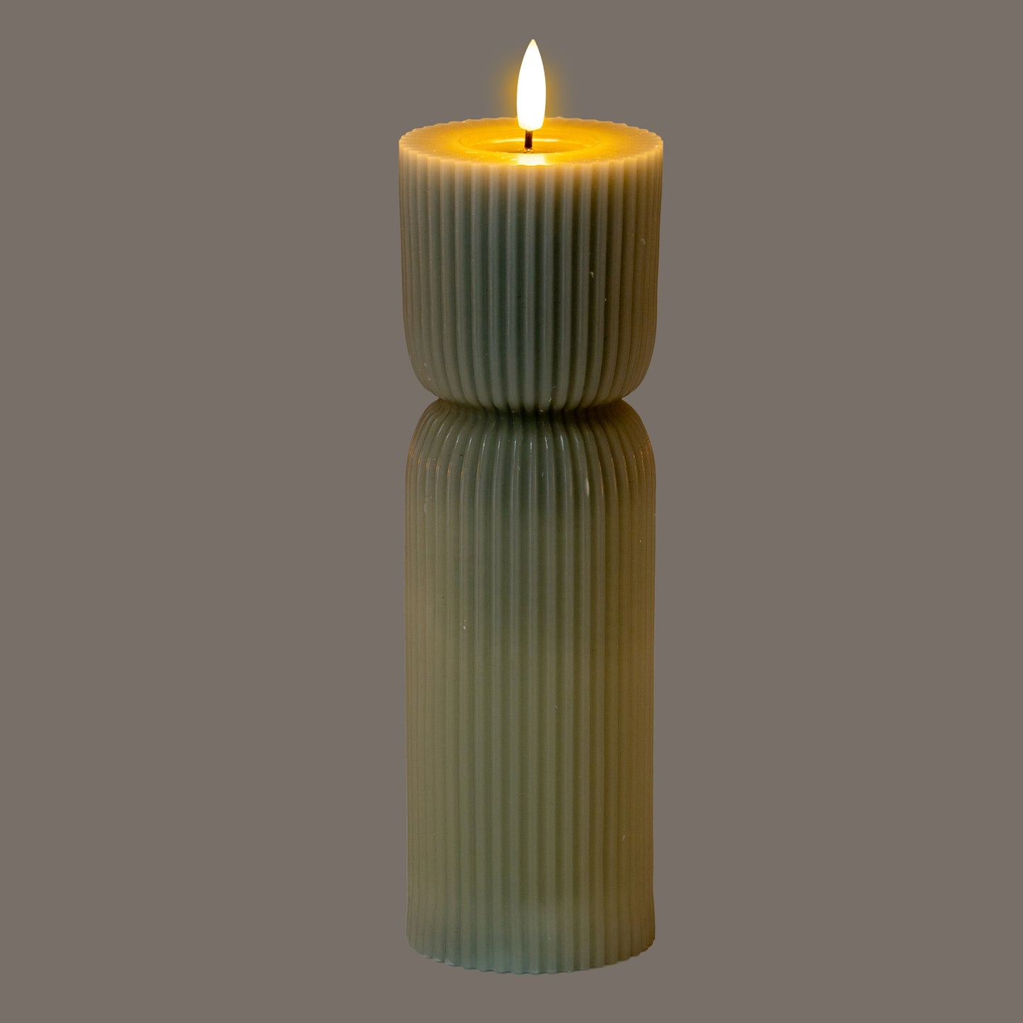 Luxe Collection Natural Glow 2.75x10 Grey Carved LED Candle - LED