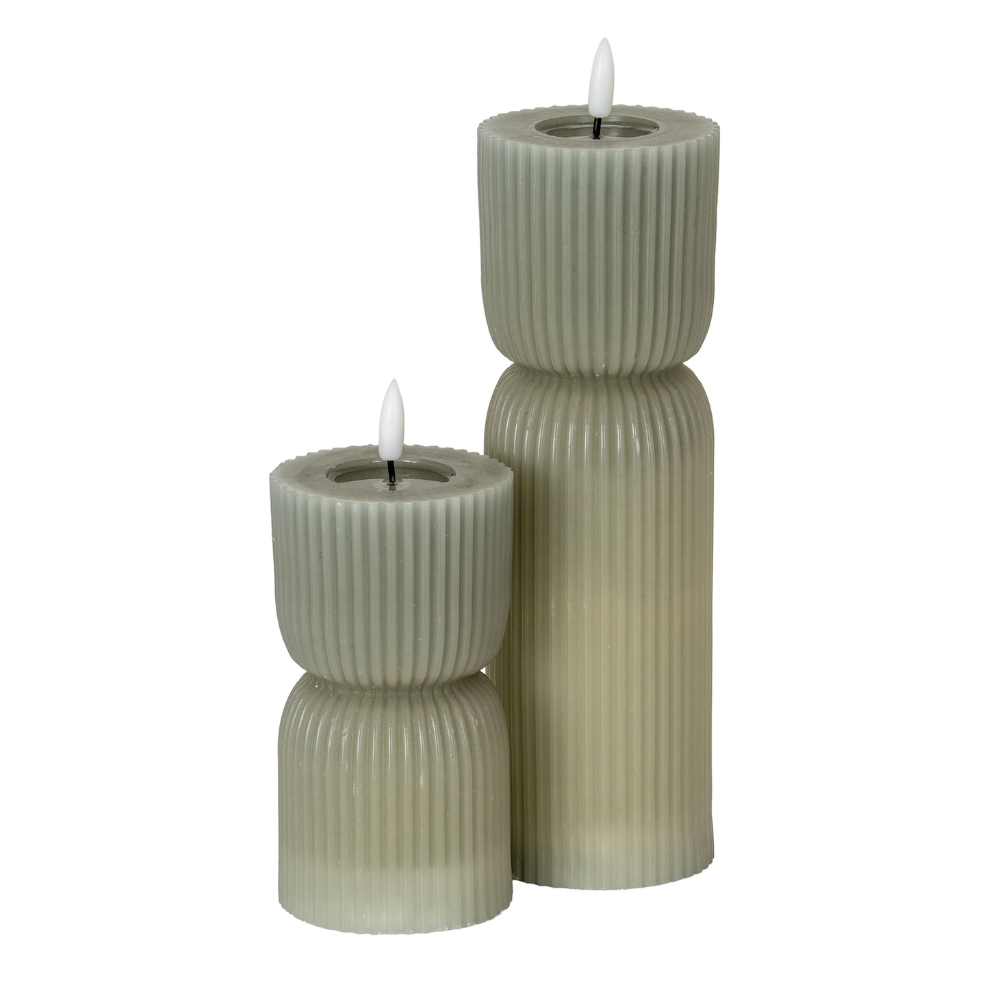 Luxe Collection Natural Glow 2.75x10 Grey Carved LED Candle - LED