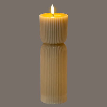 Luxe Collection Natural Glow 2.75x10 Stone Carved LED Candle - LED