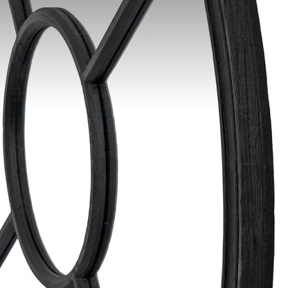 Black Wood Round Window Mirror