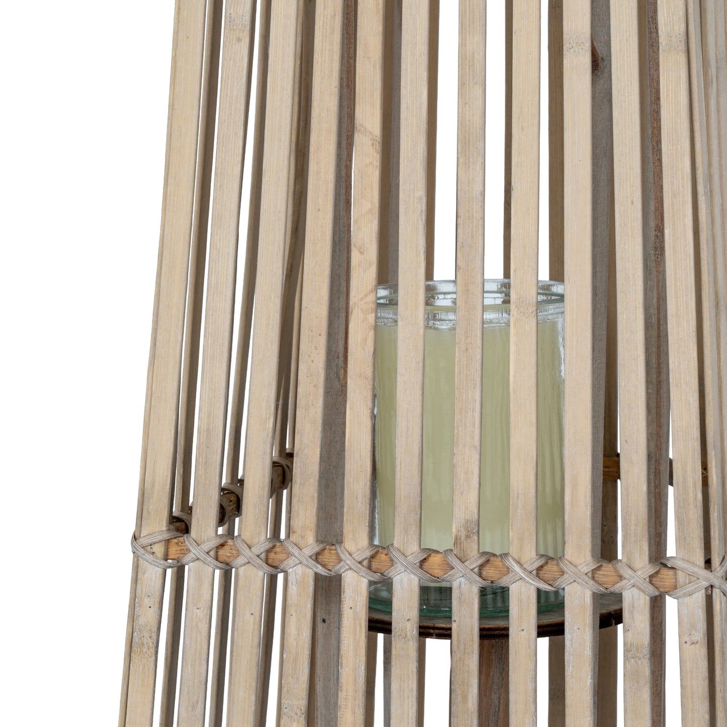 Small Silo Wicker Lantern With Glass Holder