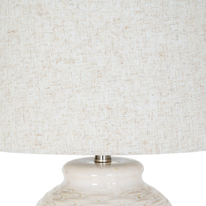 Basketweave Ceramic Table Lamp With Linen Shade