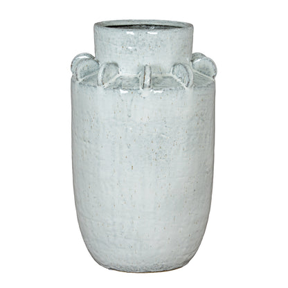 Dara Large Hydria Vase with an upright white ceramic body and small loops around the shoulders
