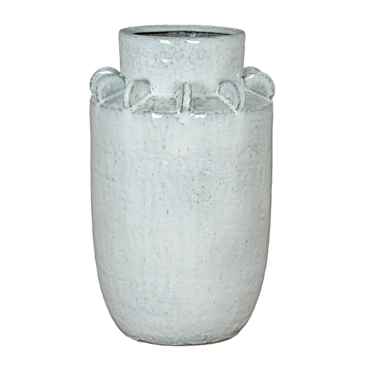 Dara Large Hydria Vase with an upright white ceramic body and small loops around the shoulders