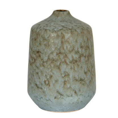 Capella Bottle Vase with sloping shoulders, a small opening and mottled grey-earthy ceramic finish