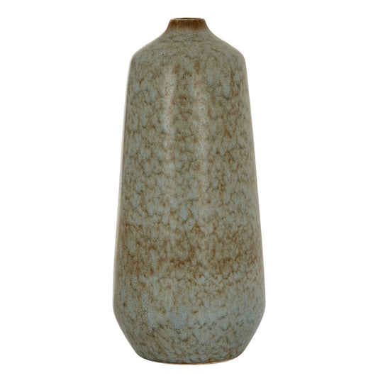 Capella Tall Bottle Vase with a slender upright body and mottled grey-earthy ceramic finish