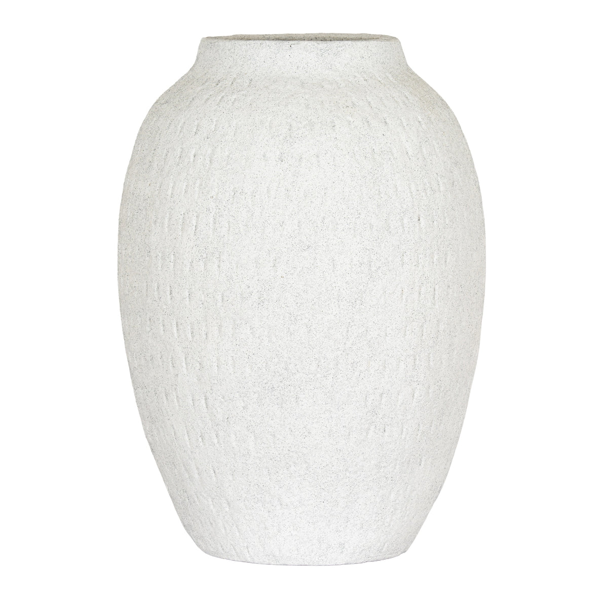 Ashen Large Tall Vase with rounded shoulders and a textured white ceramic finish