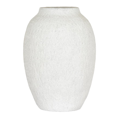 Ashen Large Tall Vase with rounded shoulders and a textured white ceramic finish