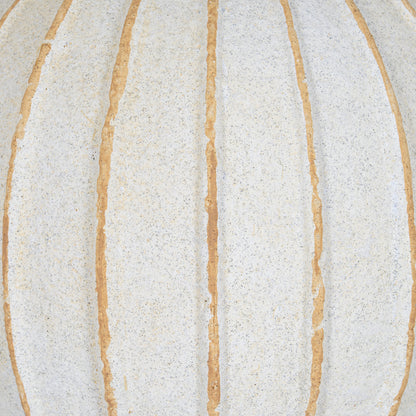 Detail of the white ribbed surface of the Grove Large Globe Vase