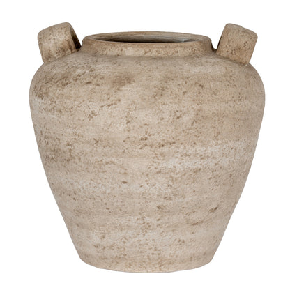 Terra Large Urn Vase With Handles in a mottled brown and stone-toned ceramic finish