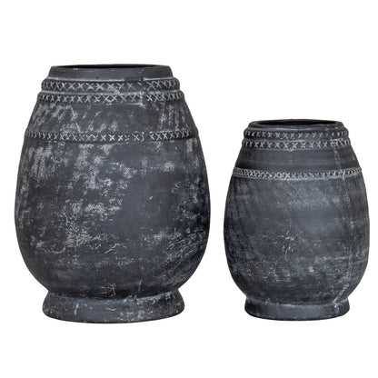 Etched Collection Vase at right beside the taller coordinating black vase