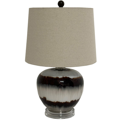 The Sepia Shadows Squat Table Lamp With Linen Shade