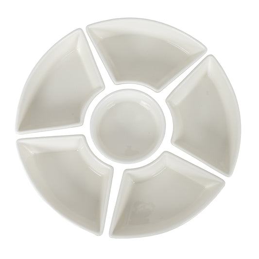 Acacia Lazy Susan including Ceramic Serving Bowls