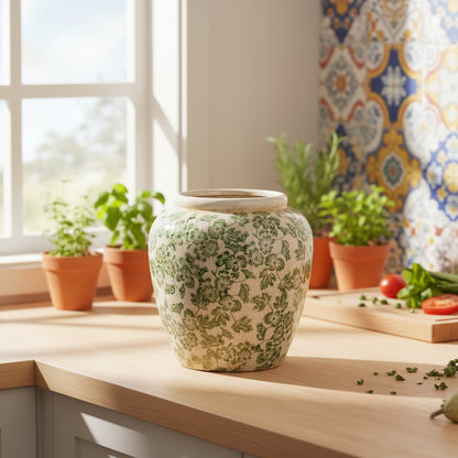 shop ceramic vases with green floral patterns