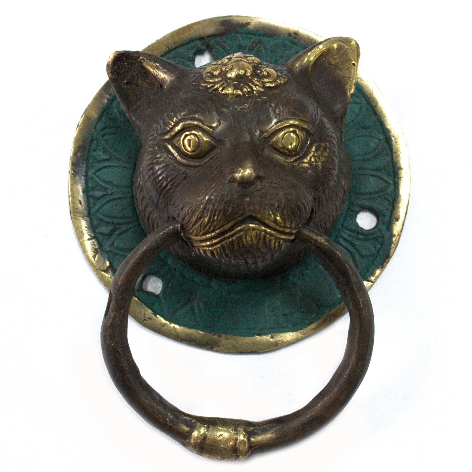 Brass Door Knocker - Cats Head - Image brass-door-knocker--cats-head-bdk-04