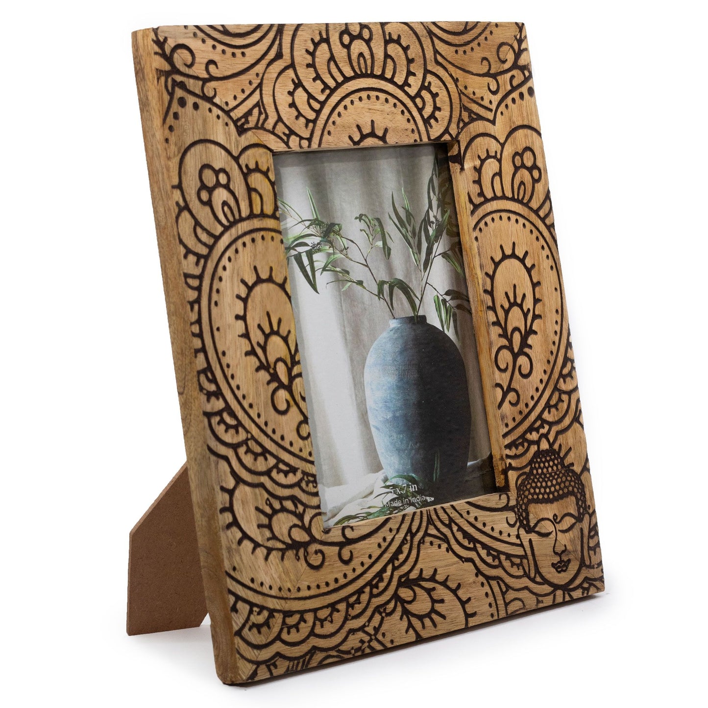 Lrg Mango Wood Picture Frame (for 13x18cm) 28x23x2cm - Buddha - Black - Image lrg-mango-wood-picture-frame-for-13x18cm-28x23x2cm--buddha--black-mwpf-02