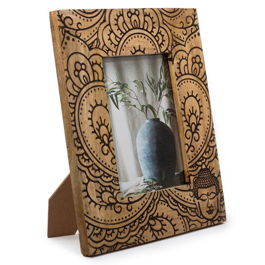 Lrg Mango Wood Picture Frame (for 13x18cm) 28x23x2cm - Buddha - Black - Image lrg-mango-wood-picture-frame-for-13x18cm-28x23x2cm--buddha--black-mwpf-02