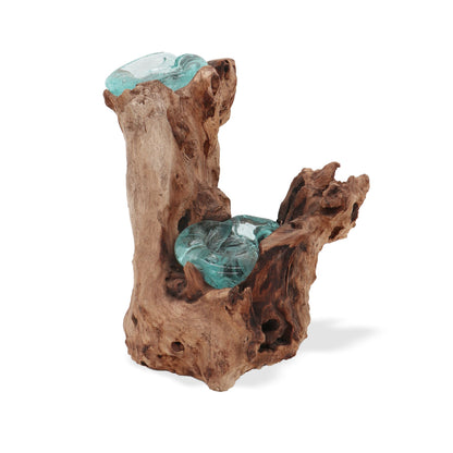 Molton Glass Candle Double Holder on Wood - Image molton-glass-candle-double-holder-on-wood-mgw-25
