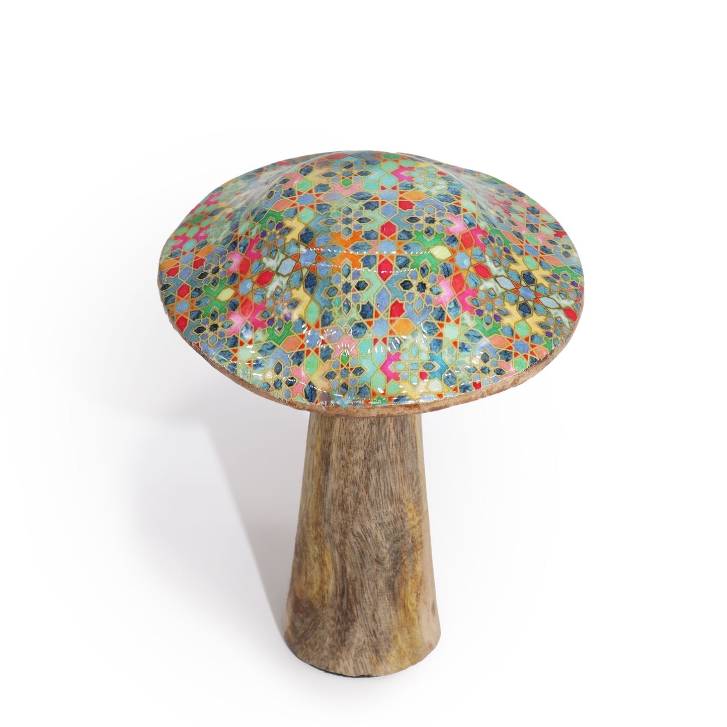 Small Wooden Mushroom - Mediterranean Tile Pattern - Image small-wooden-mushroom--mediterranean-tile-pattern-wmush-01