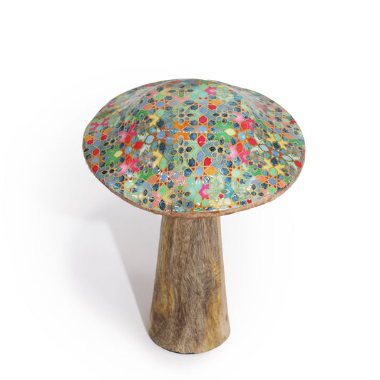 Small Wooden Mushroom - Mediterranean Tile Pattern - Image small-wooden-mushroom--mediterranean-tile-pattern-wmush-01