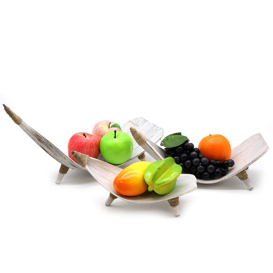 Coconut Leaf Fruit Bowl Set - Whitewash - Image coconut-leaf-fruit-bowl-set--whitewash-clfb-02
