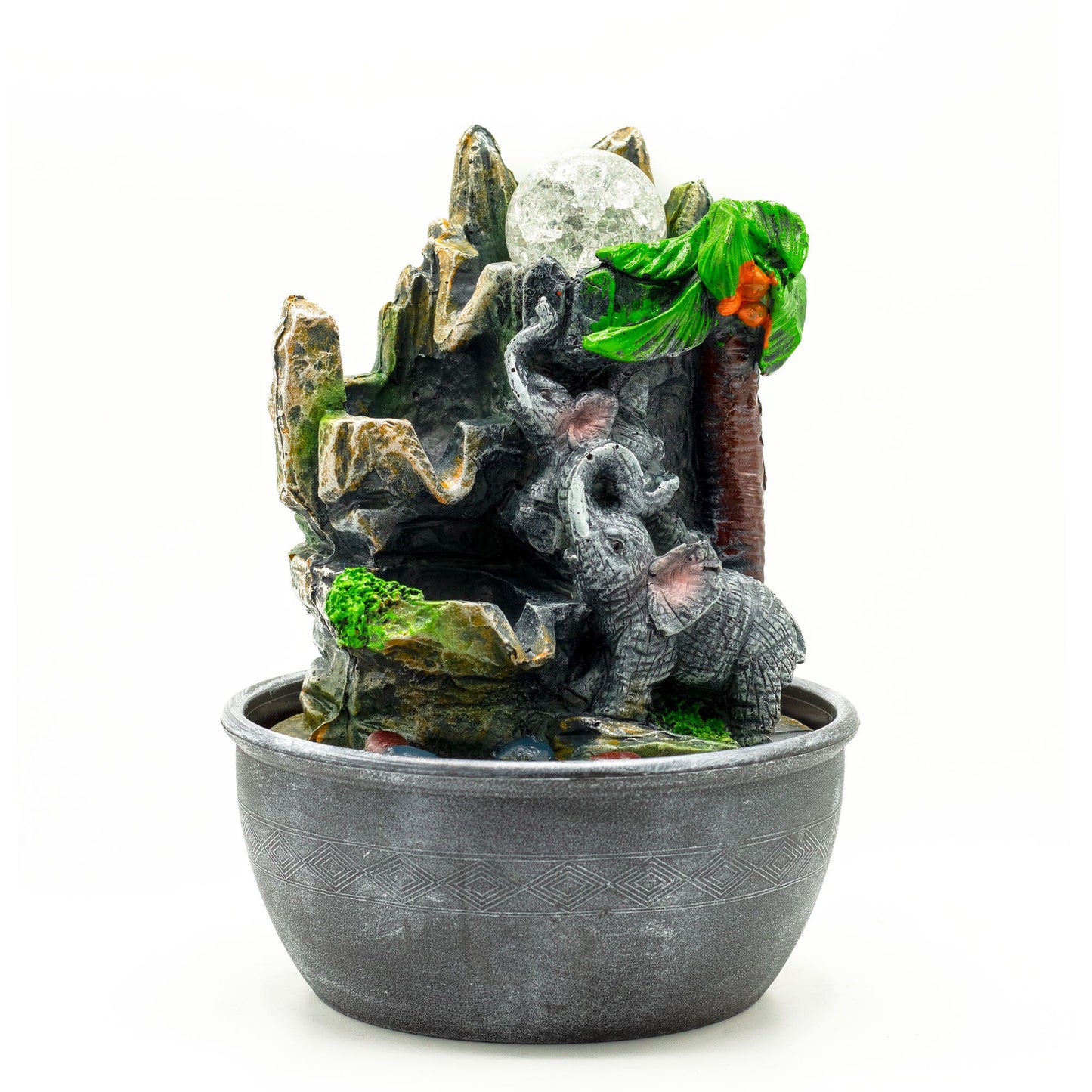 Tabletop Water Feature - 25cm - Elephants & Palm Tree - Image tabletop-water-feature--25cm--elephants--palm-tree-waterf-11