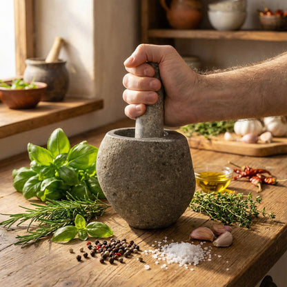 Natural Riverstone Decorative Pestle & Mortar -Medium (aprox 12x8cm) - Image natural-riverstone-decorative-pestle--mortar-medium-aprox-12x8cm-mpm-22