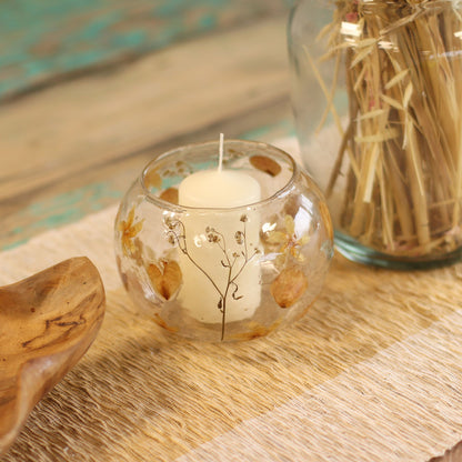 Natural Floral Glass - Large Bowl Candle Holder - Rosa - (12x13cm) - Image natural-floral-glass--large-bowl-candle-holder--rosa--12x13cm-nfg-08