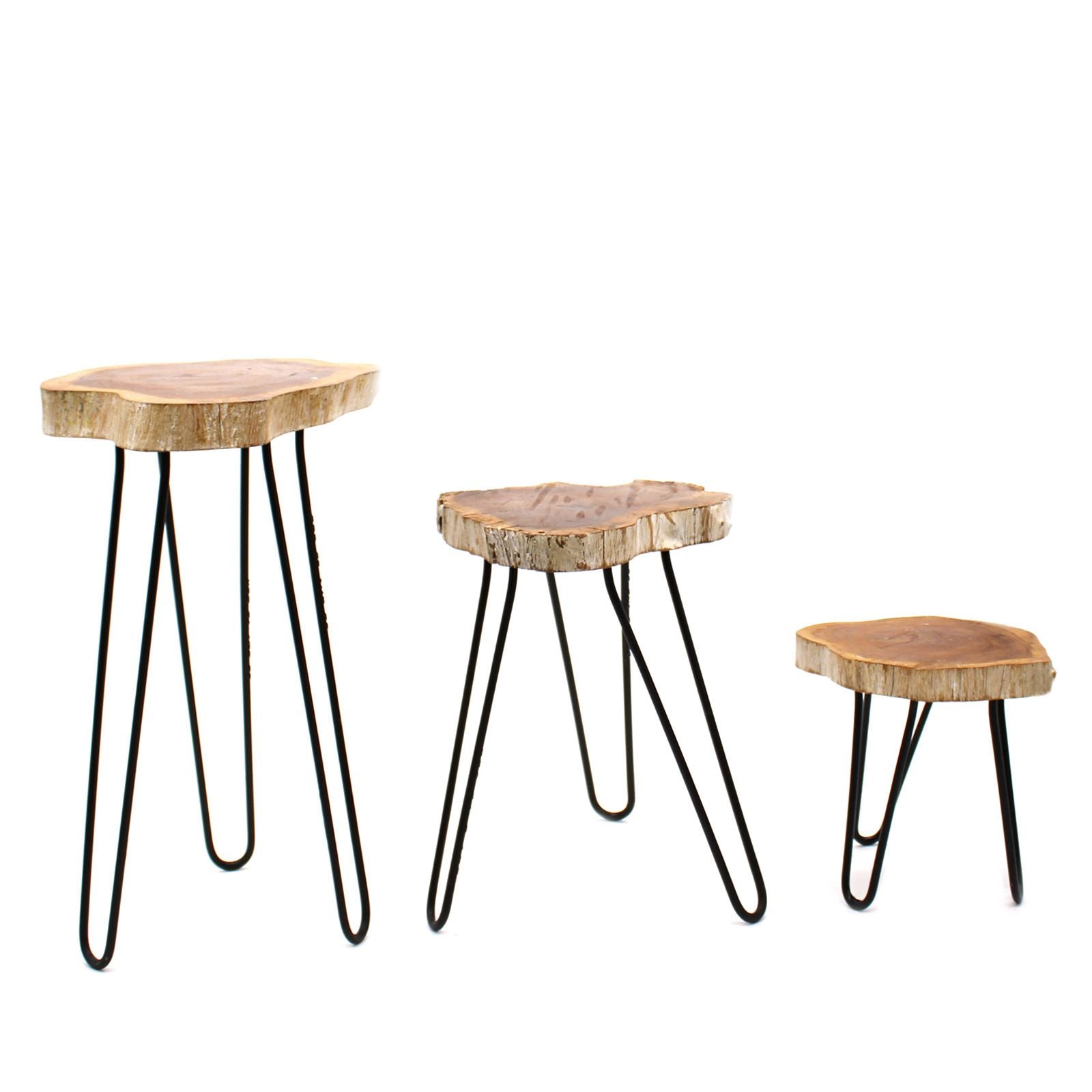 Set of 3 Gamal Wood Plant Stands - Whitewash - Image set-of-3-gamal-wood-plant-stands--whitewash-pss-01