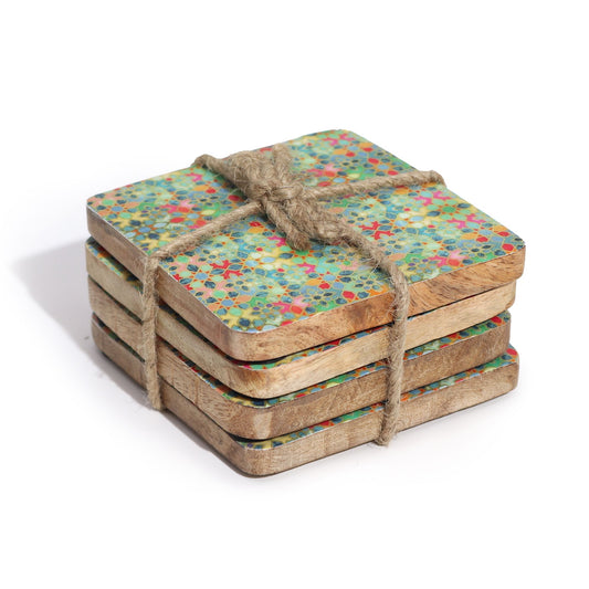 Set of 4 Square Coasters - Mediterranean Tile Pattern - Image set-of-4-square-coasters--mediterranean-tile-pattern-wtray-04