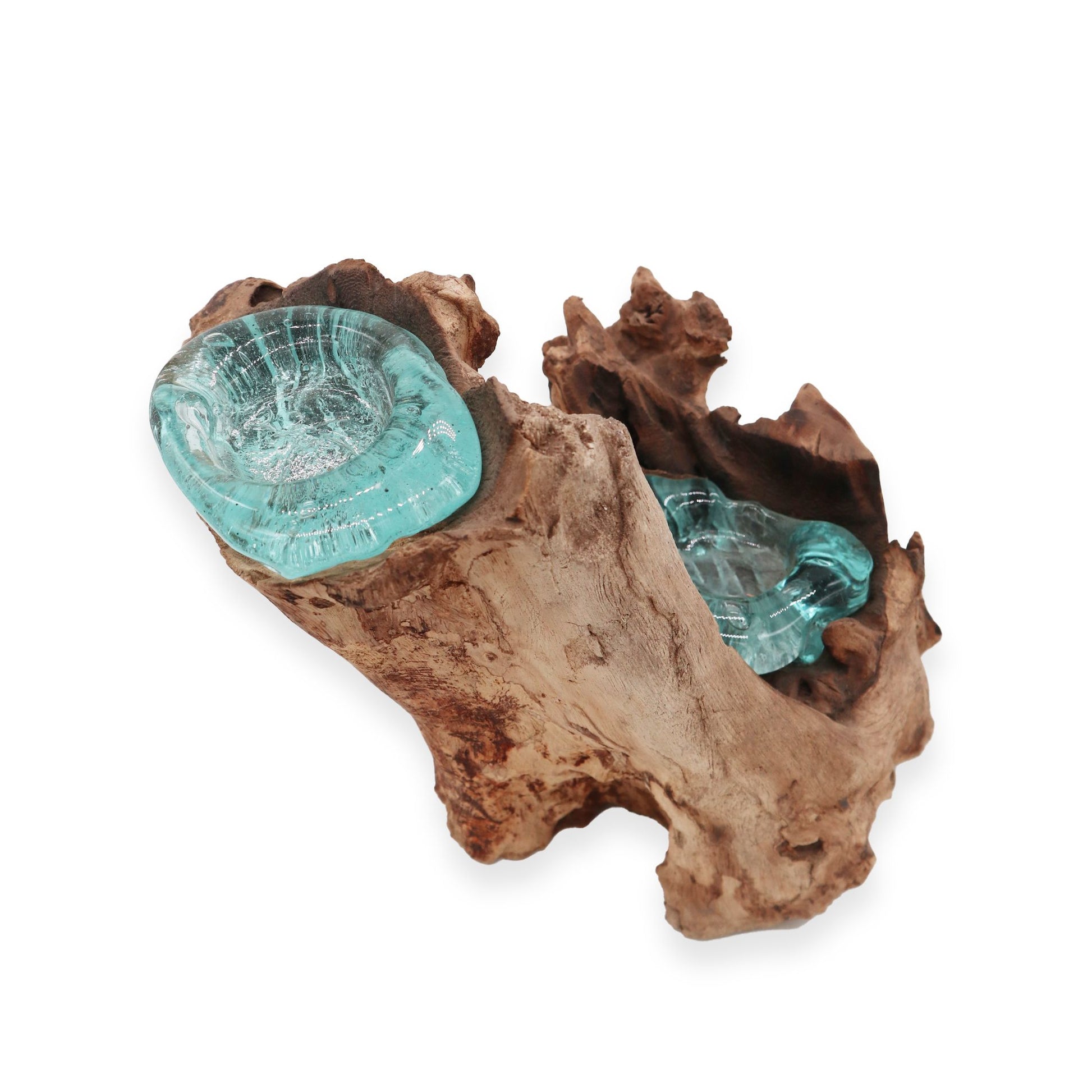Molton Glass Candle Double Holder on Wood - Image molton-glass-candle-double-holder-on-wood-mgw-25
