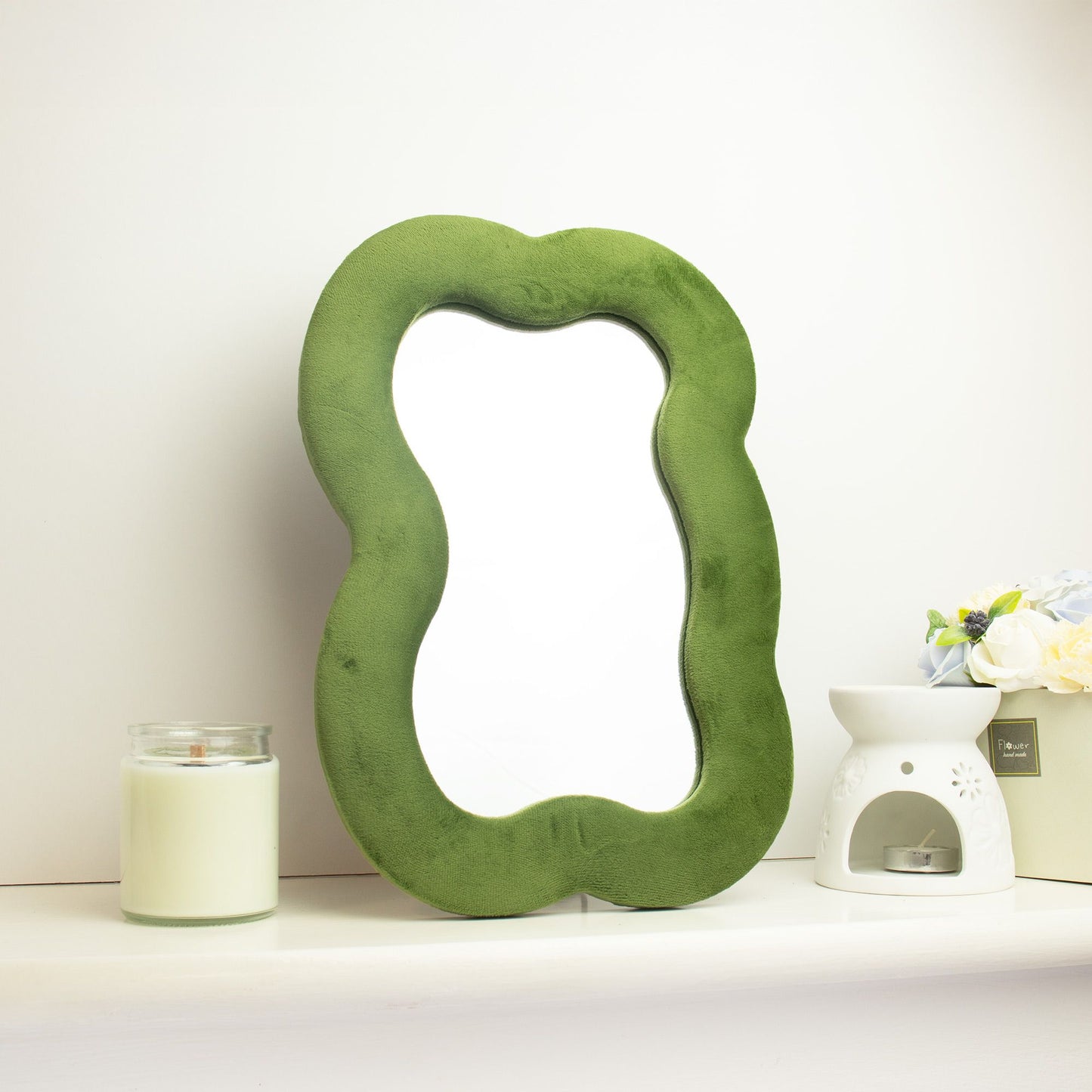 Soft Squiggly Mirror - Large Cloud - Moss Green (33.4x23.5x2.3cm) - Image soft-squiggly-mirror--large-cloud--moss-green-334x235x23cm-ssm-08