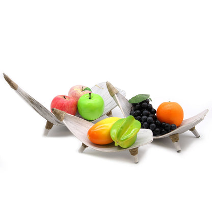 Coconut Leaf Fruit Bowl Set - Whitewash - Image coconut-leaf-fruit-bowl-set--whitewash-clfb-02